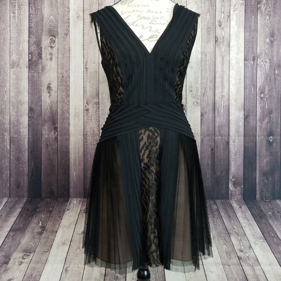 BCBGMaxAzria Dresses & Skirts - BCBGMaxazria Aegle black tulle lace mini dress